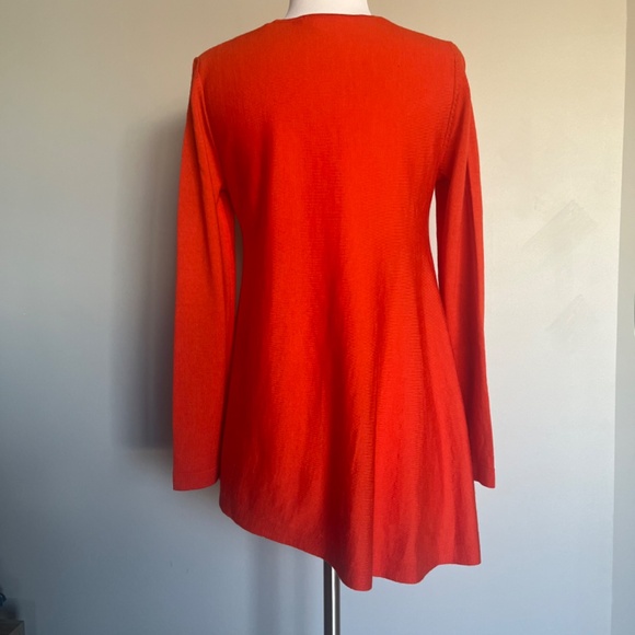 COS Red Orange Asymmetrical Hem Casual Flowing  Sweater Tunic Dress 100% wool - Picture 7 of 16